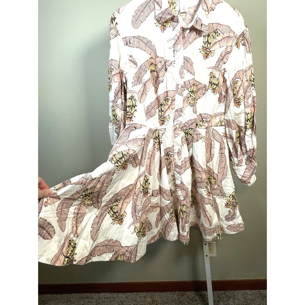 Desmond & Dempsey x H&M Summer Dress Long Sleeve Button up Palm Trees Small - Picture 3 of 11